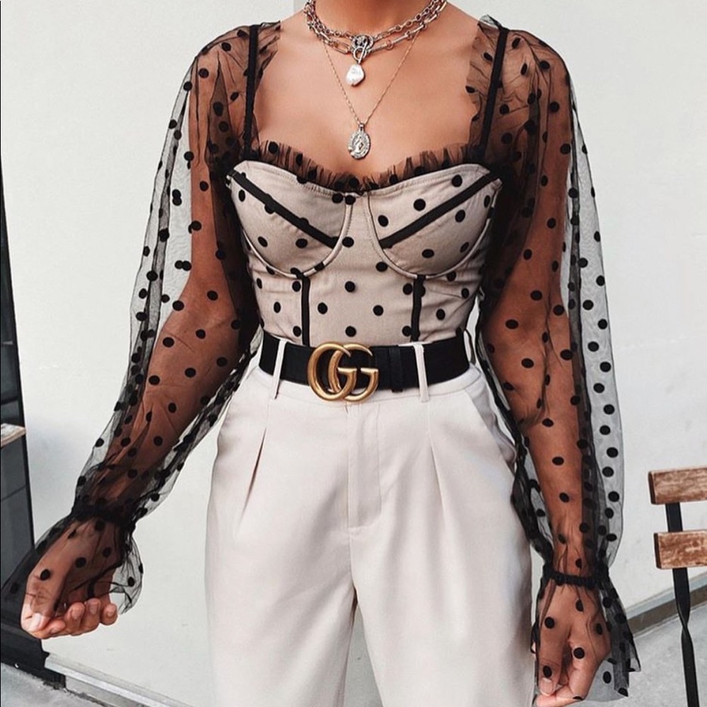 🚨24 HOUR SALE🚨*1 LEFT*Bonjour Polka Dot Crop Top - Picture 2 of 6